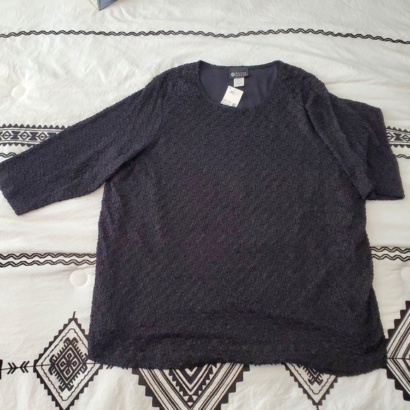 Maggie Barnes Tops - Maggie Barnes size 2X Black Textured Nylon Spandex Top with Lining